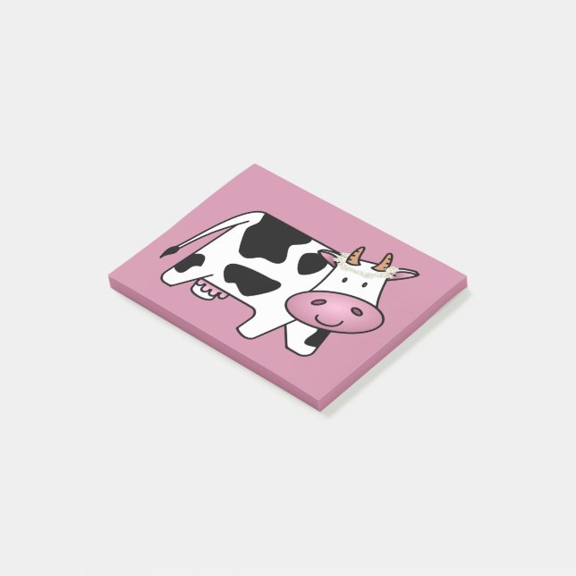 Stehende Kuh mit Milchkühe Post-it Klebezettel (angewinkelt)