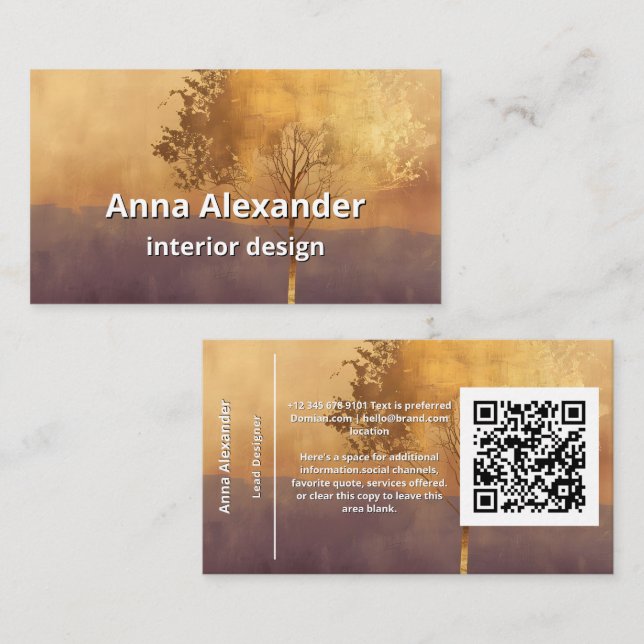 Stehende Leuchte | Minimalistischer Baum-Design  Visitenkarte (Vorne/Hinten)