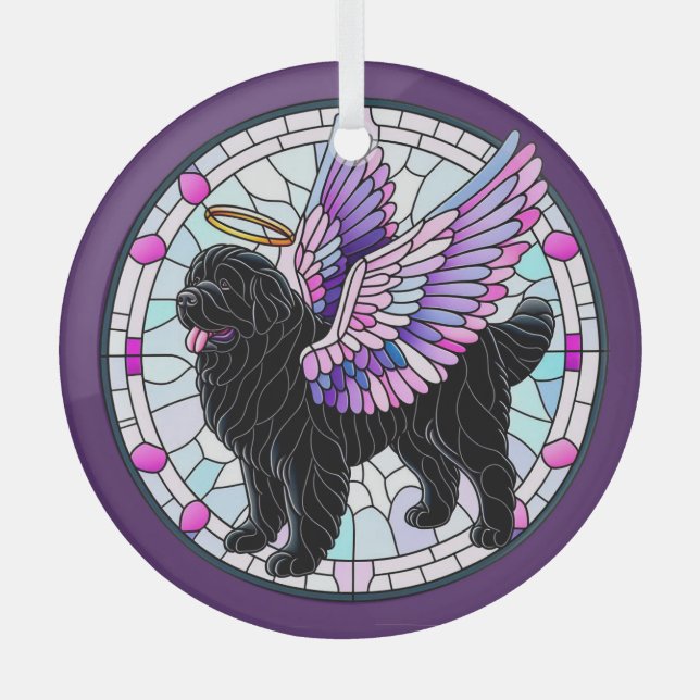 Stehende Neufundland Angel Dog Ornament Aus Glas (Vorderseite)