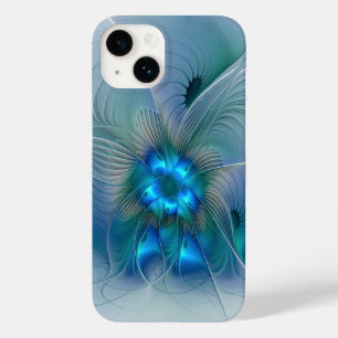 Stehende Ovationen, abstrakte blaue Türkis-Fraktal Case-Mate iPhone 14 Hülle