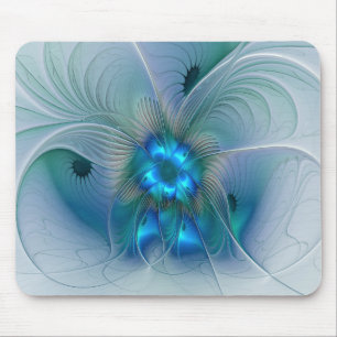 Stehende Ovationen, abstrakte blaue Türkis-Fraktal Mousepad