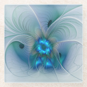 Stehende Ovationen, abstrakte blaue Turquoise-Frak Glasuntersetzer