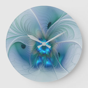 Stehende Ovationen, abstrakte blaue Turquoise-Frak Große Wanduhr
