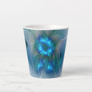 Stehende Ovationen, abstrakte blaue Turquoise-Frak Milchtasse