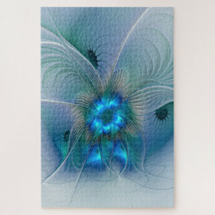 Stehende Ovationen, abstrakte blaue Turquoise-Frak Puzzle