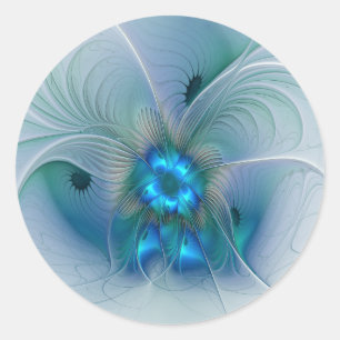 Stehende Ovationen, abstrakte blaue Turquoise-Frak Runder Aufkleber