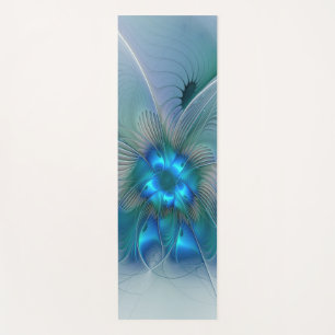 Stehende Ovationen, abstrakte blaue Turquoise-Frak Yogamatte