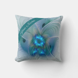 Stehende Ovationen, Abstrakter Blauer Fraktalkunst Kissen