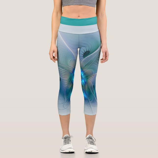 Stehende Räumlichkeiten, Abstraktes türkisfarbenes Capri Leggings (Vorderseite)