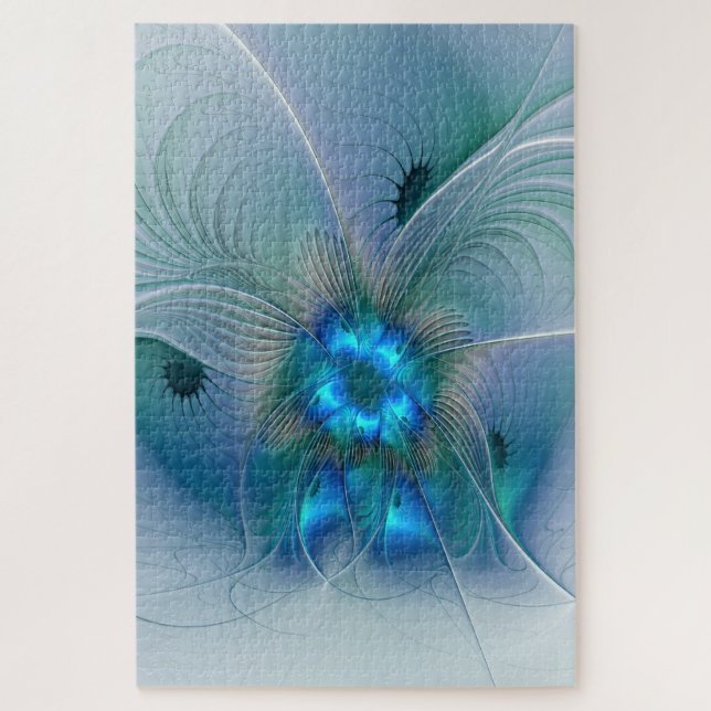 Stehende Räumlichkeiten, Abstraktes türkisfarbenes Puzzle (Vertikal)