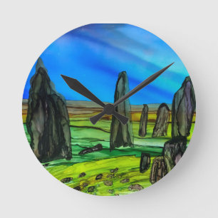 Stehende Steine Runde Wanduhr