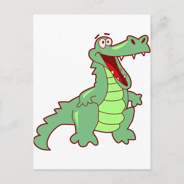 Stehender Cartoon Alligator Postkarte (Vorderseite)