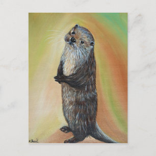 Stehender Fluss Otter Malerei Postkarte