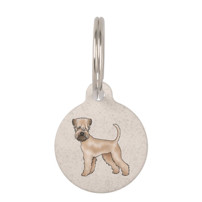 Stehender Hund mit weichem Wheaten Terrier Cartoon Haustiermarke (Vorderseite)