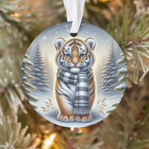 Stehender Tiger mit gestreiftem Schal Ornament