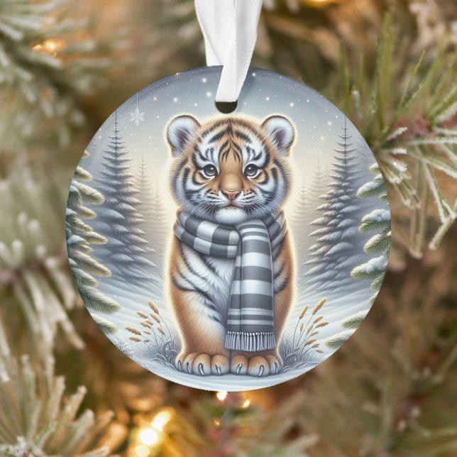 Stehender Tiger mit gestreiftem Schal Ornament (Baum)