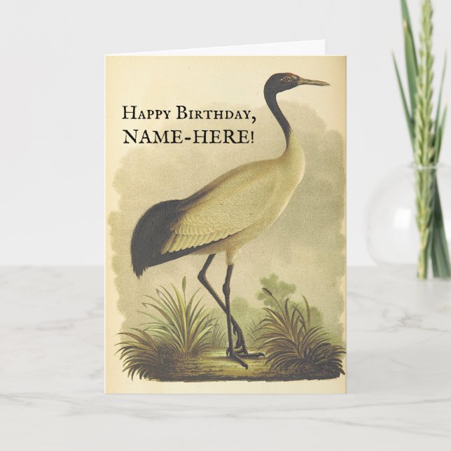 Stehender Vogel, Vintager Geburtstagskarte Karte (Vorderseite)