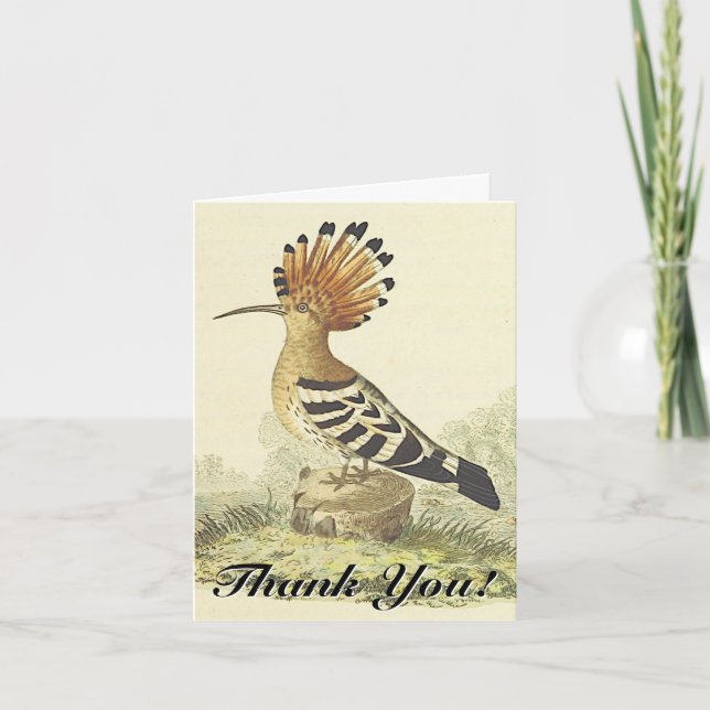 Stehender Vogel, Vintager Stil, "Danke!" Karte (Vorderseite)
