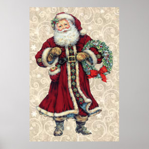 stehender Weihnachtsmann Vintage Poster
