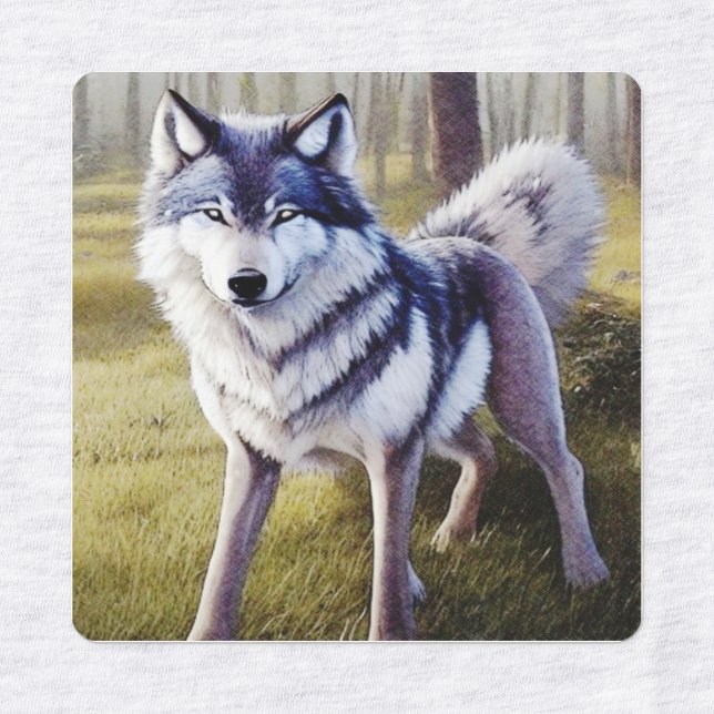 Stehender Wolf Etiketten (Design 1)