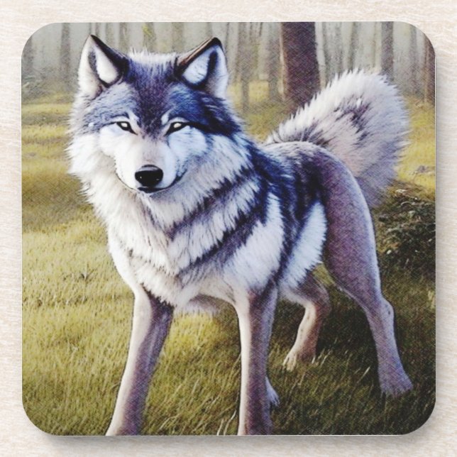 Stehender Wolf Getränkeuntersetzer (Vorderseite)