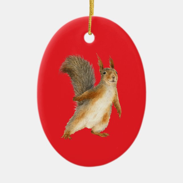 Stehendes braunes Eichhörnchen doppelseitig Keramik Ornament (Vorne)