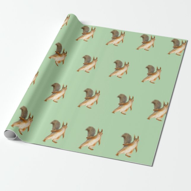 Stehendes Eichhörnchen Geschenkpapier (Ungerollt)
