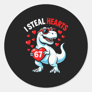 Stehlen Sie 67 Herzen Valentinstag 67 Meme 6 7 T-R Runder Aufkleber