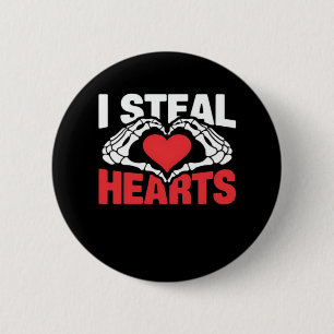Stehlen Sie Herzen Lustiger Valentinskuss-Skelett- Button
