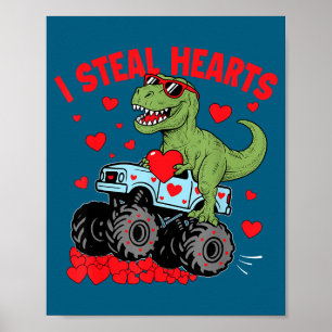 Stehlen Sie Herzen Trex Dino Baby Junge Valentinst Poster