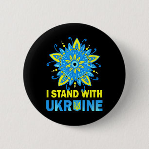 Steht mit der Ukraine-Flagge Anti-Putin Nein zum K Button