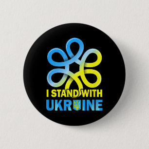 Steht mit der Ukraine-Flagge Anti-Putin Sagt Nein Button