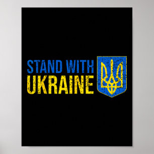 Steht mit der Ukraine Ukrainische Flagge Wappen Uk Poster