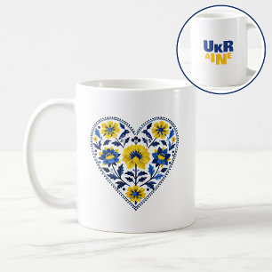 Steht mit Ukraine traditionelle Petrykiwka-Malerei Kaffeetasse