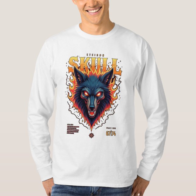 Steidon Skull - T-Shirt "Flaming Wolf" (Vorderseite)