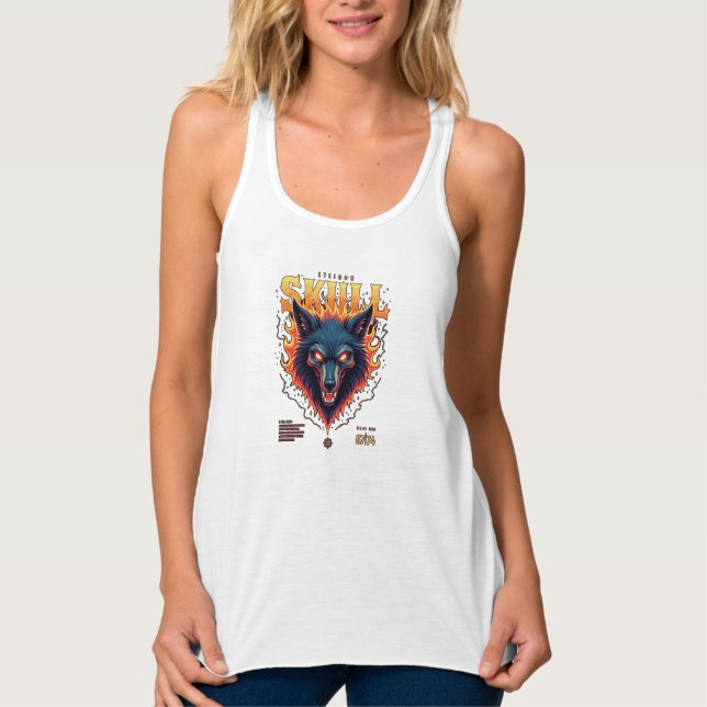 Steidon Skull - T-Shirt "Flaming Wolf" Tank Top (Vorderseite)