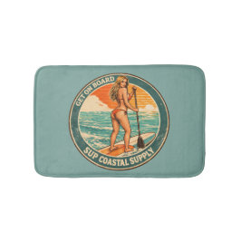 Steig ein SUP Pinup Paddleboard Retro Surf Shop Badematte