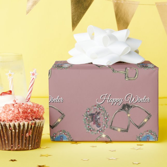 Steigbügel und Gebiss Flache Weihnachtskarte Geschenkpapier (Geburtstagsparty)