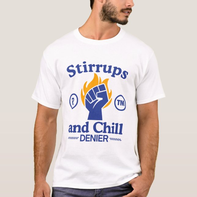 Steigbügel und kalter Denier T-Shirt (Vorderseite)