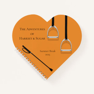 Steigbügel und orange Reitgerte Equestrian Heart Notizbuch