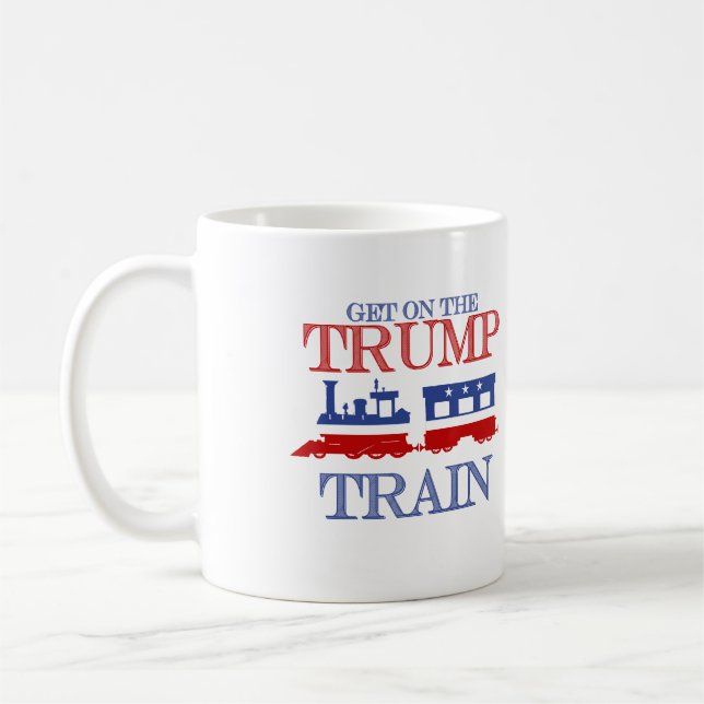 Steigen Sie in den Trumpf-Zug ein - Anti-Trumpf - Kaffeetasse (Links)