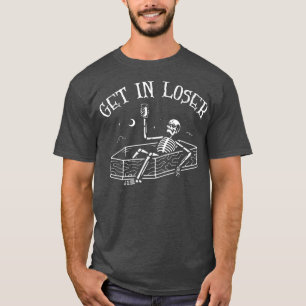 Steigen Sie in lockerer Skeletton in Coffin Spooky T-Shirt