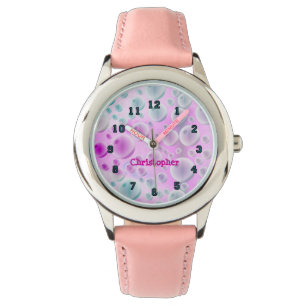 Steigende Blasen (Rosa und Blau) Armbanduhr