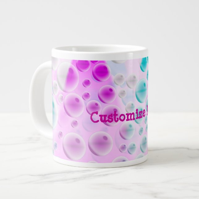 Steigende Blasen (Rosa und Blau) Jumbo-Tasse (Vorderseite Links)
