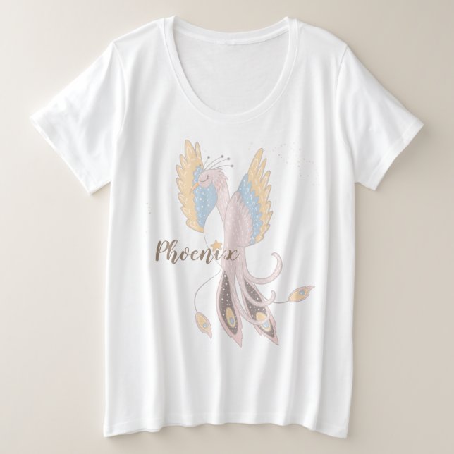Steigende Boho Inspiration Personalizable Phoenix Große Größe T-Shirt (Design vorne)