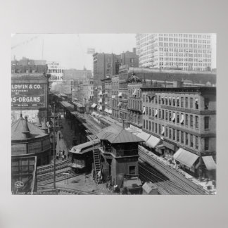 Steigende Eisenbahn Wabash Avenue Chicago Illinois Poster