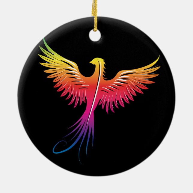 Steigende Flammenfarben Phoenix Keramikornament (Hinten)