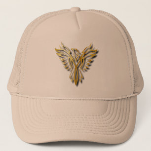 Steigende goldene Phoenix-Goldflammen mit Schatten Truckerkappe