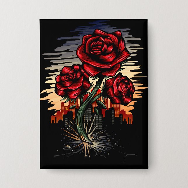 Steigende Rose Button (Vorderseite)