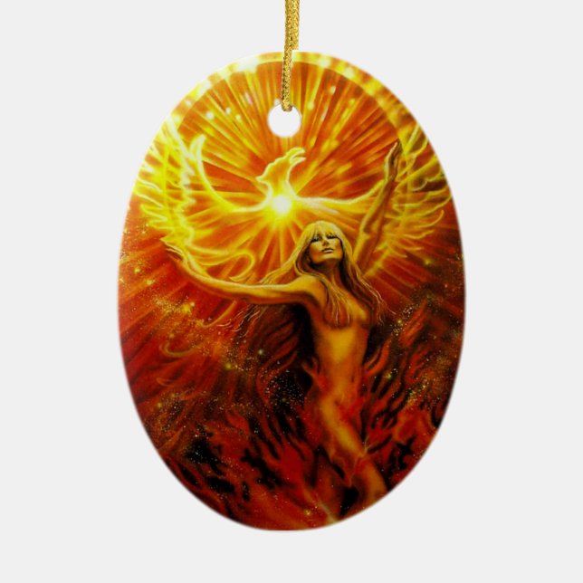 Steigende Verzierung Phoenix durch Lisa-Iris Keramik Ornament (Vorne)